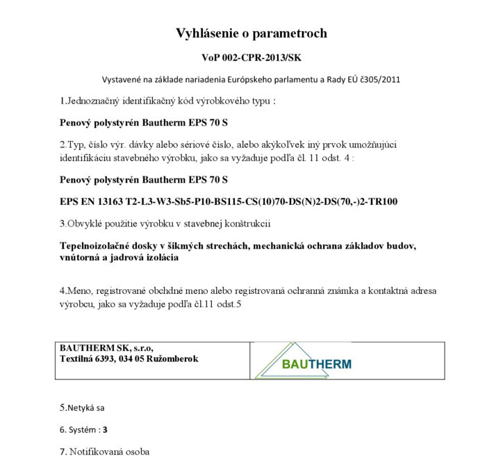 thumbnail of Vyhlasenie o parametroch 002 EPS 70S