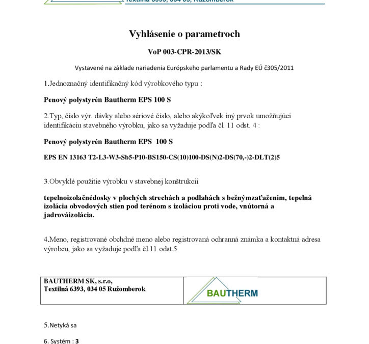 thumbnail of Vyhlasenie o parametroch 003 EPS 100S