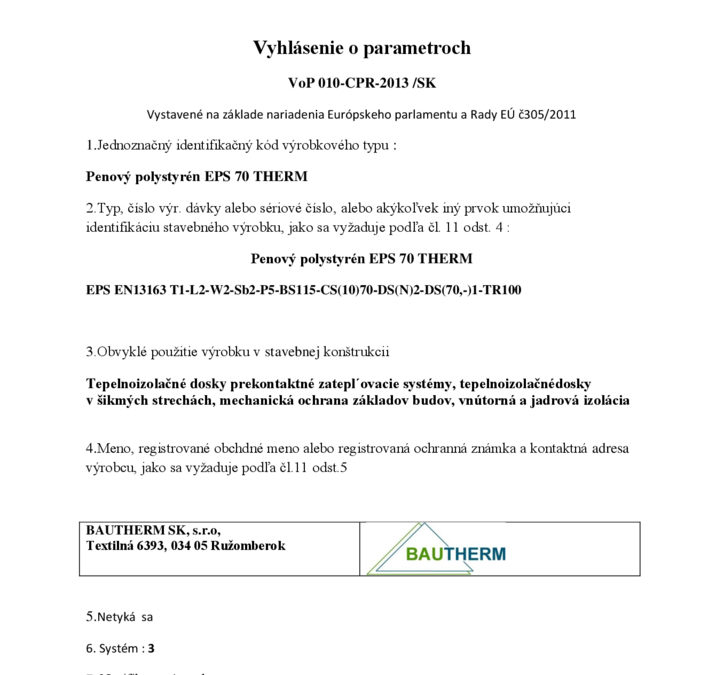 thumbnail of Vyhlasenie o parametroch 010 EPS 70 THERM