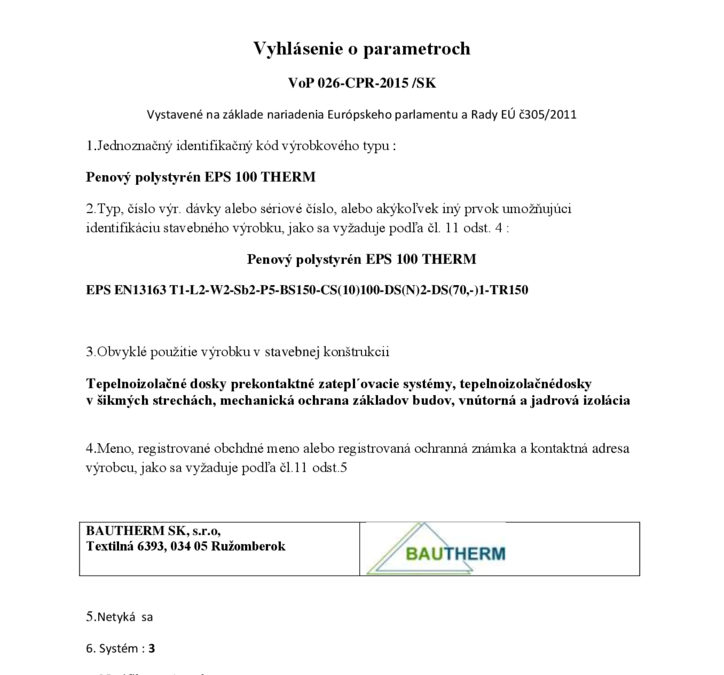 thumbnail of Vyhlasenie o parametroch 026 EPS 100 THERM